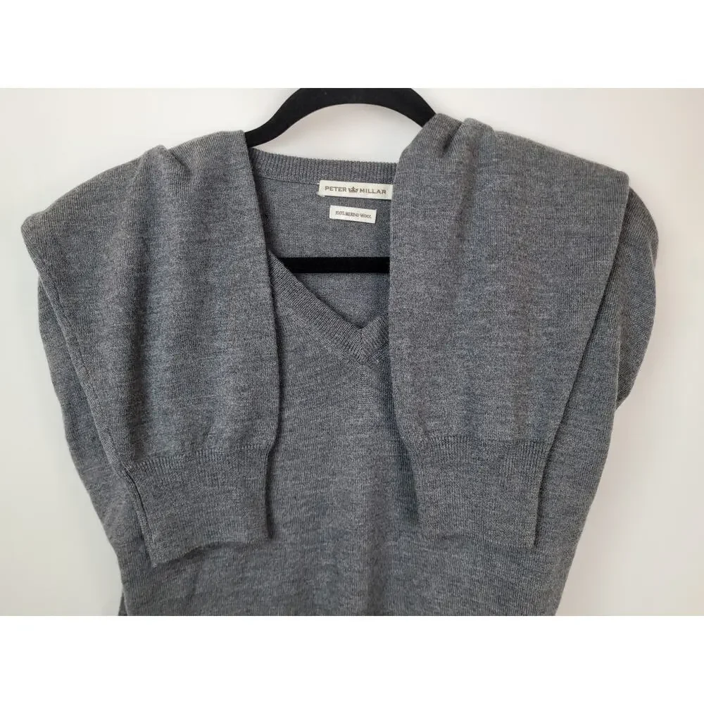 Peter Millar Men's Merino Wool V-Neck Long Sleeve Sweater Gary Size XL